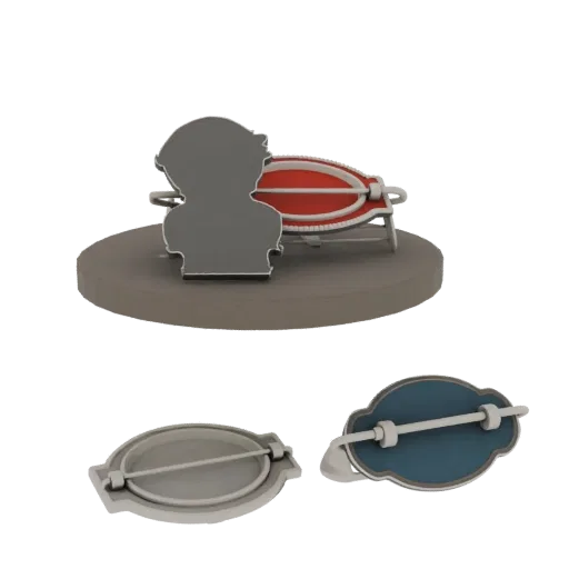 Vintage Brooch product viz 3D model, three-quarter studio render, with clean topology and PBR shading on the brooch.