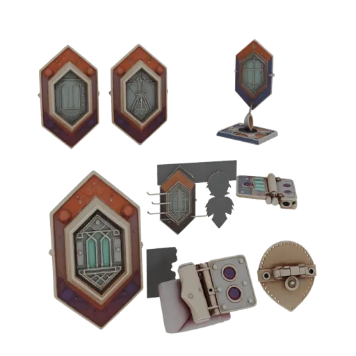 Geometric Brooch collectible detail 3D model, perspective studio render, showing brooch silhouette and surface contrast.