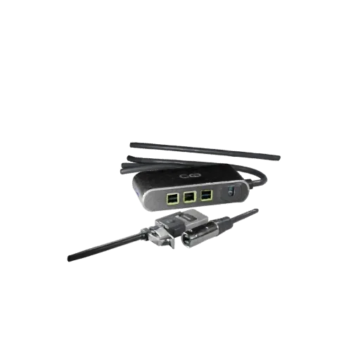 Wireless USB Hub 3D model, three-quarter front view, Unity viewport, showing plastic shells, desktop scale.