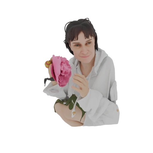 Woman Holding a Pink Peony Flower