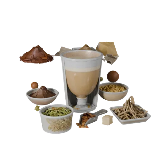 Baking Herb Bundle High Poly 3D model, close-up studio render, showing powders, small ingredient shapes.