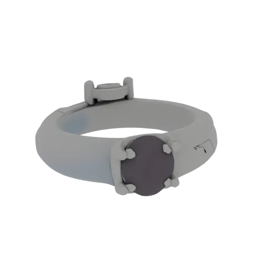 Diamond Solitaire Engagement Ring 3D model, three-quarter front view, AR viewer studio render, diamond setting.