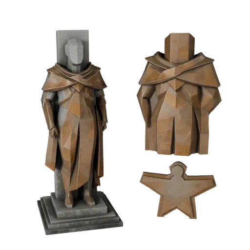 Bronze Abstract Sculpture low poly 3D model preview showing silhouette, three-quarter game view