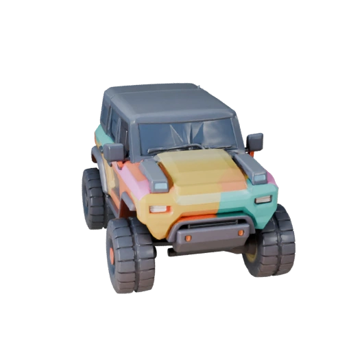 Modello 3D SUV di Lusso Cartone Animato per Asset Stilizzati per Giochi PBR