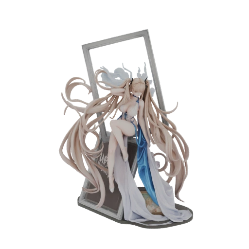 Elegant Maiden in Flowing Gown 3D Model