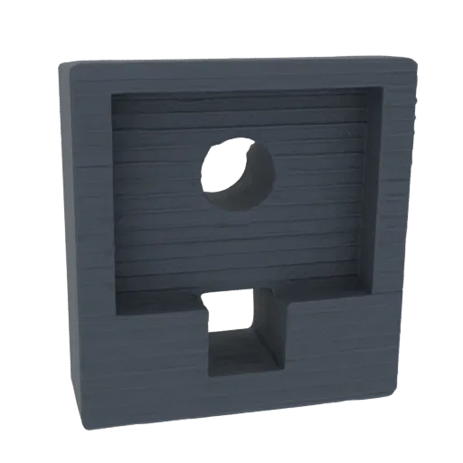 3D model of a rustic wooden birdhouse with a textured wood grain finish and a circular entrance hole.