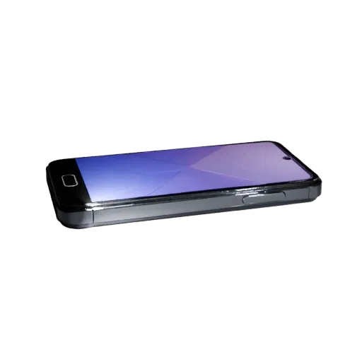 Flagship Smartphone Stylized 3D model, stylized isometric render, showing glass screens, thin device proportions.