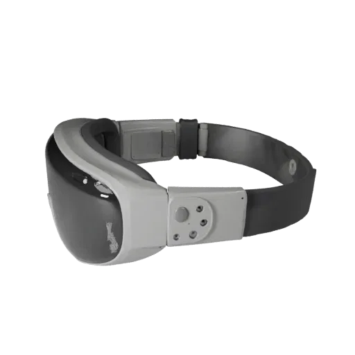 Fitness Smart Glasses Low Poly 3D model, game viewport three-quarter view, showing silicone, wearable fit.