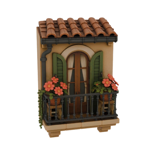 Mediterranean Balcony with Flowers
