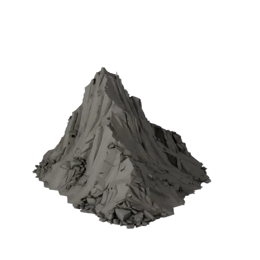 Mountain Scree Slope Stylized 3D model, stylized isometric environment render, showing stratified stone, rock faces.
