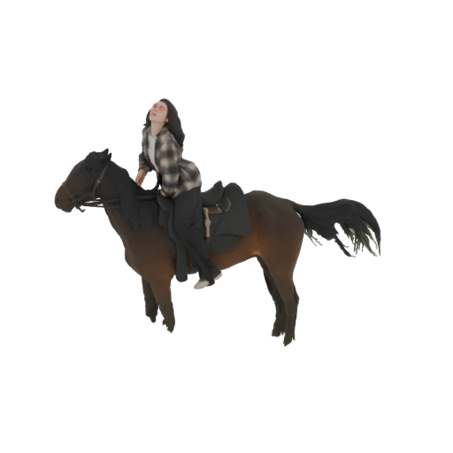 Young Woman Riding a Horse 3D Model