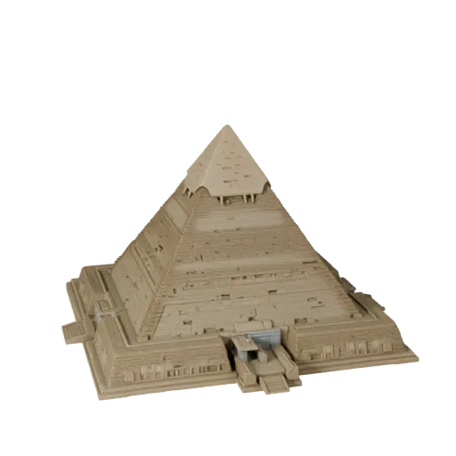 Modello 3D Piramide di Giza pronto per Unity, viewport del motore Unity, che mostra materiali strutturali di punti di riferim