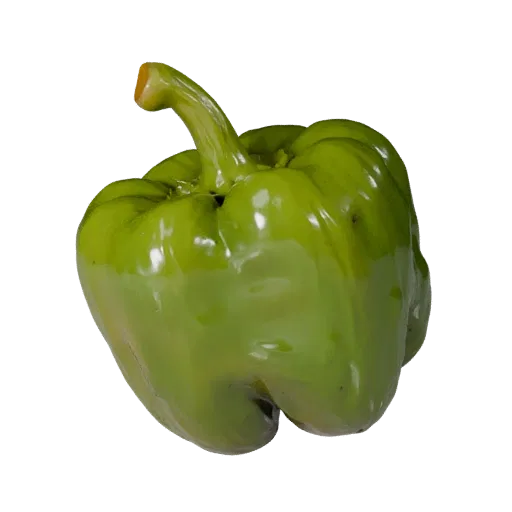 Market Bell Pepper Realistic 3D model, three-quarter studio render, showing leaf veins, clear vegetable silhouettes.
