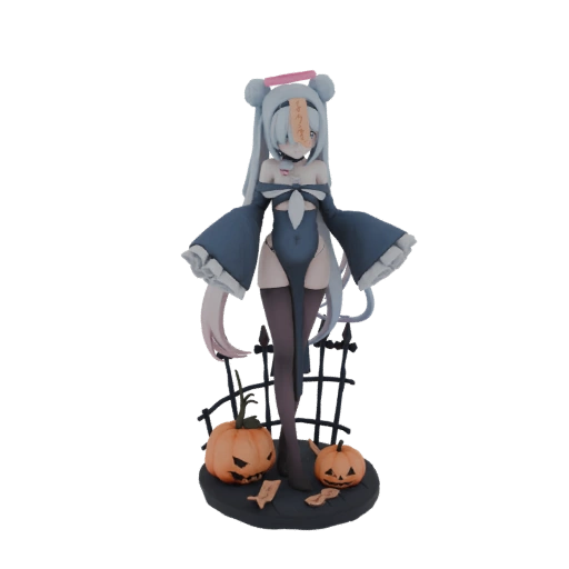 Halloween Witch Girl with Pumpkins 3D Model