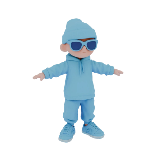 Blue Hoodie Kid 3D Model