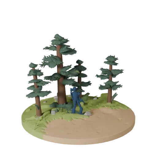 Forest Scenic Base stylized 3D model preview showing rim shape, three-quarter game view, height and ground texture