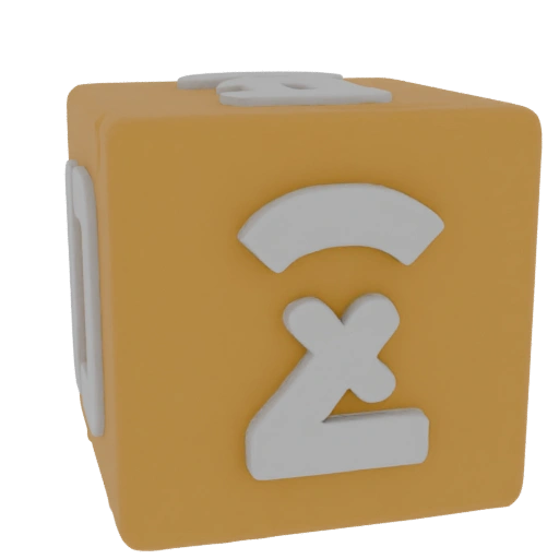 Yellow cube with number 2 symbol