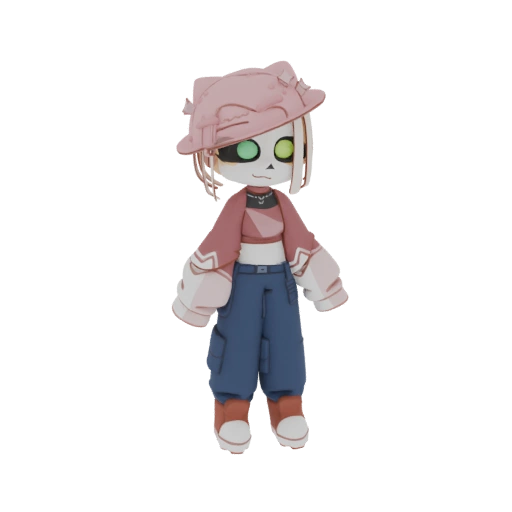Gacha Style Skeleton Character 3D Model