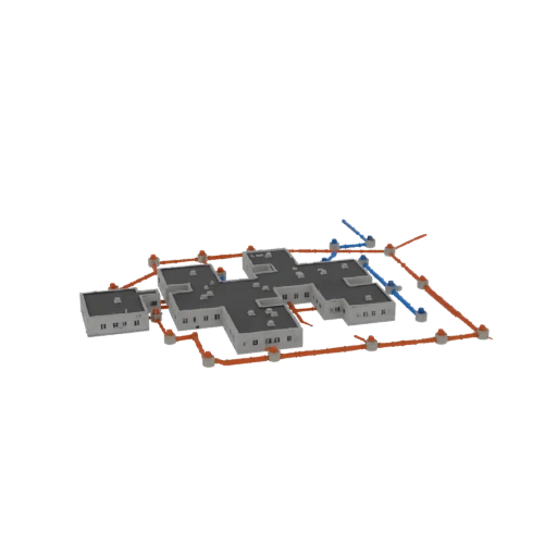 Modern Building Complex with Utility Network