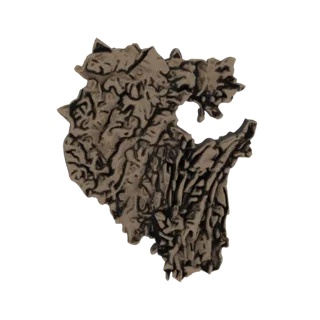 3D-Render eines abstrakten topografischen Reliefs mit feinen Texturen und erdiger brauner Farbe, isoliert auf weißem Hintergr