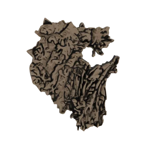 3D render of an abstract topographical relief with intricate textures and an earthy brown color, isolated on a white backgrou