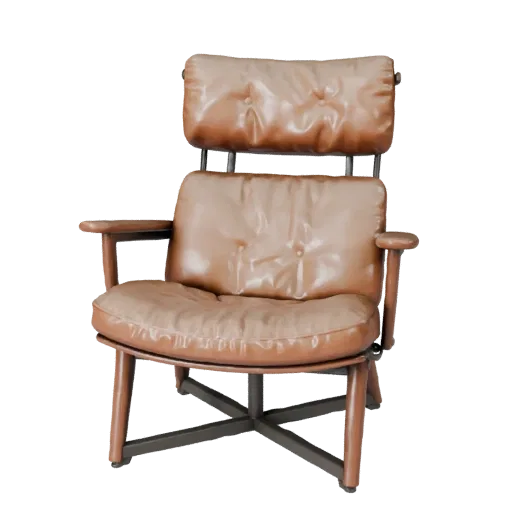 Modelo 3D de Sillón Escandinavo para visualización de producto, interior de hogar, render de estudio a tres cuartos, detalle
