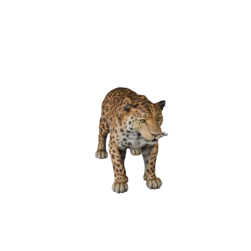 Modelo STL de Leopardo High Poly, vista de exibição isométrica, figura animal pronta para impressão com afunilamento da mandí