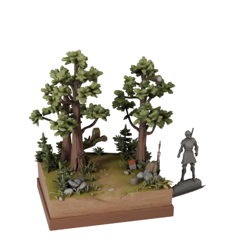 Forest Display Diorama collectible 3D model preview showing layered parts, studio close-up view, depth and display scale