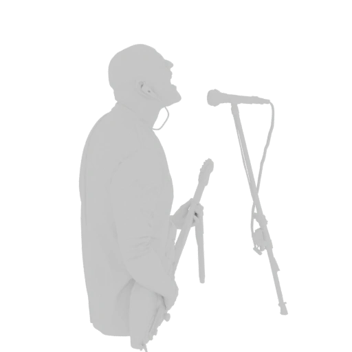 Singer with Microphone and Guitar 3D Model
