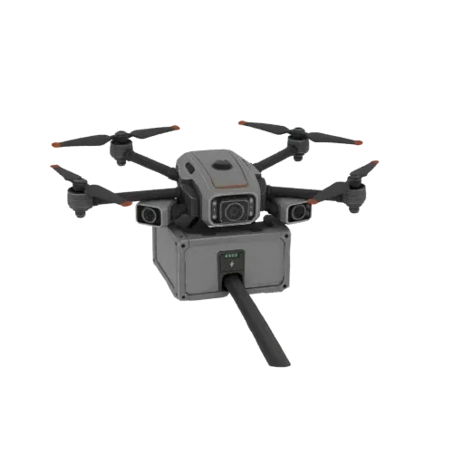 3D model of a DJI Mavic 3 Thermal drone with a grey payload system attached below its main body.