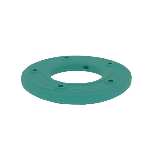 Ein 3D-Render eines tealfarbenen Rings mit sechs Bolzenlöchern, präsentiert auf schwarzem Hintergrund.