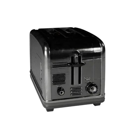 Retro Toaster 3D model, dining room, three-quarter front view, Unity viewport, plastic detail.