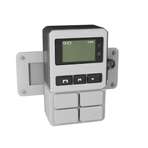 Security Smart Thermostat Low Poly 3D model, game viewport three-quarter view, showing white plastic, form detail.