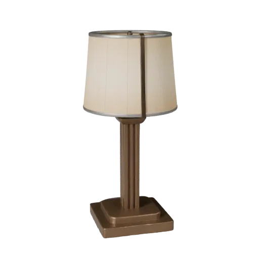 Art Deco Table Lamp Product Viz 3D model, home interior, three-quarter studio product render, metal detail.