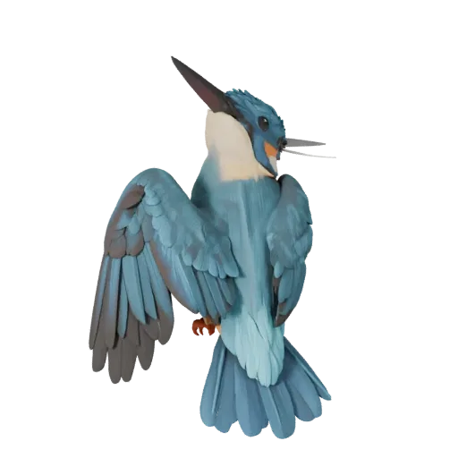 Modelo STL de Martín Pescador de Alta Poligonalidad, vista de visualización isométrica, figura animal lista para imprimir con