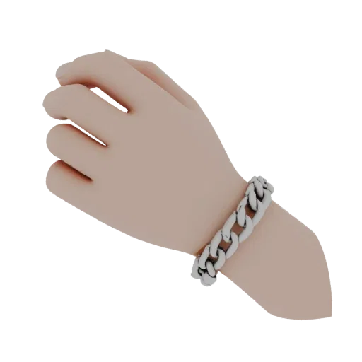 Cuff Bangle product viz 3D model, close-up hero shot, with clean topology and PBR shading on the bracelet.
