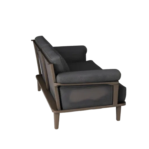 Compact Chaise Lounge 3D model, living room, three-quarter front view, Unreal Engine viewport, woven fabric detail.