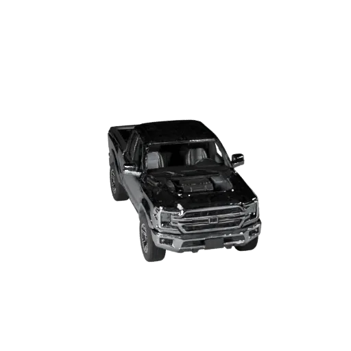 Modelo 3D de camioneta, vista de juego a tres cuartos, activo de vehículo listo para Unity con masas de vehículo en funcionam