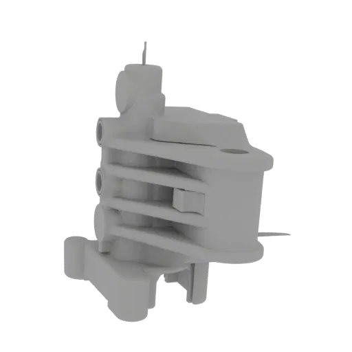 3D model of a complex mechanical assembly with interlocking gears and structural components, rendered in gray.