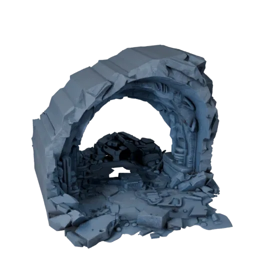 Crystal Cavern Room Stylized 3D model, stylized isometric environment render, showing aged stone, built remnants.