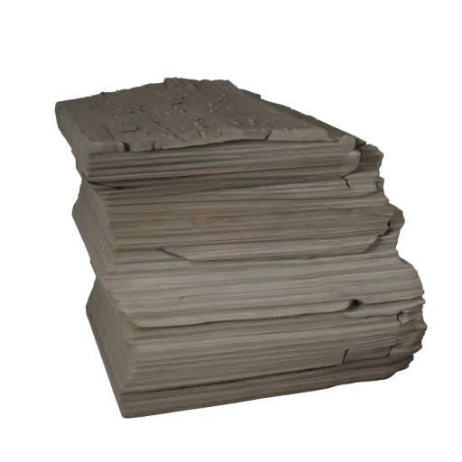 River Pebble Bank Realistic 3D model, three-quarter environment render, showing stratified stone, water edges.