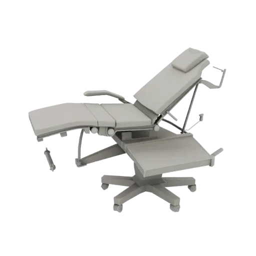 Surgical Exam Chair Printable 3D model, isometric STL render, showing painted metal, clinical silhouette.