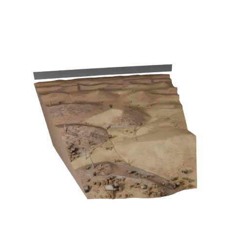 Dry Steppe Biome Unreal Engine 3D model, top-down viewport view, showing terrain layers, dune ridges.
