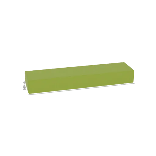 3D model of a green rectangular bar, 150x1.5x1.5 mm, on a white background.