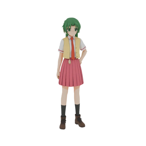 Anime Girl with Green Hair and Pink Skirt