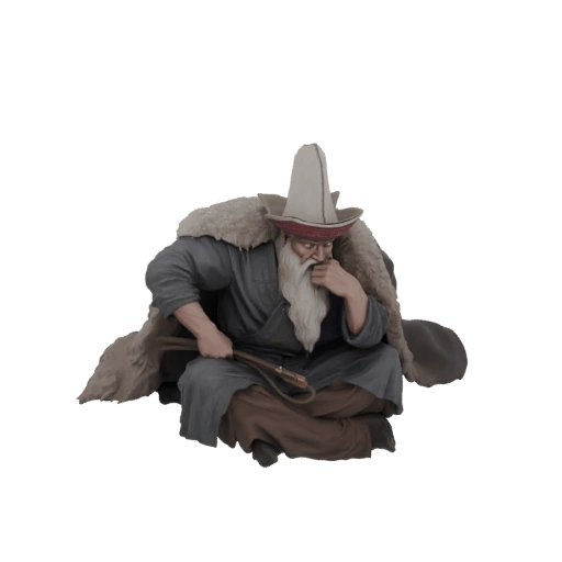 Elderly Man with Fur Cloak and Hat