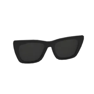 3D model of black cat-eye sunglasses with dark lenses and a sleek frame