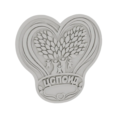Heart Family Tree Emblem 3D Model