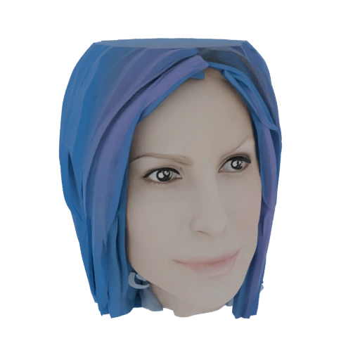 Stylized Woman's Head with Blue Scarf