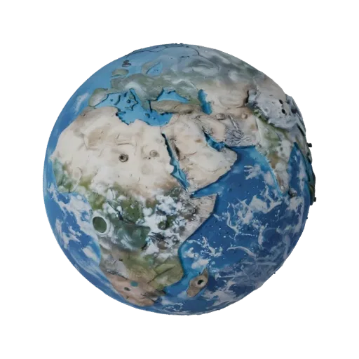 Earth Like Dwarf Planet Modular 3D model, isometric modular kit view, showing rock, spherical body scale.